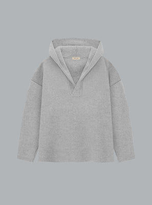 Hooded V-Neck Light Grey