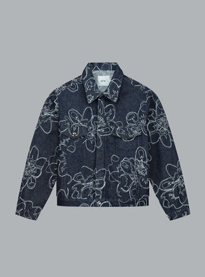 Embroidered Flower Navy