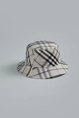 Check Print Bucket Hat Light Beige