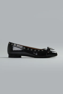 Eyelets Bow Ballerina Black