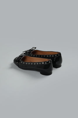 Eyelets Bow Ballerina Black