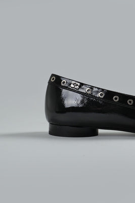 Eyelets Bow Ballerina Black