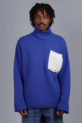 Textured Patch Pocket Blue