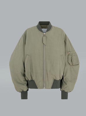 The Attico Nylon Bomber Jacket Army Green