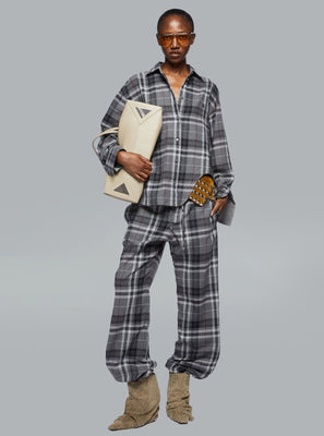 The Attico Cotton Check Pants Grey Dessin