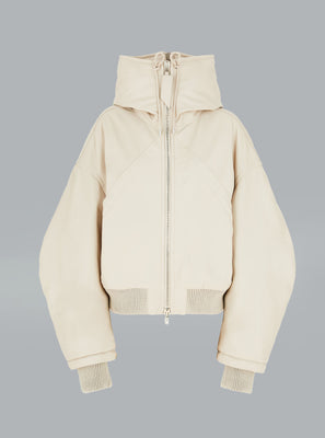 The Attico Leather Bomber Jack Light Beige