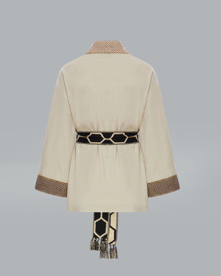 Textured Linen Kimono Off White