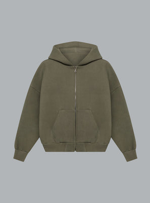 V2 Pigment Zipped Hoodie Army Green